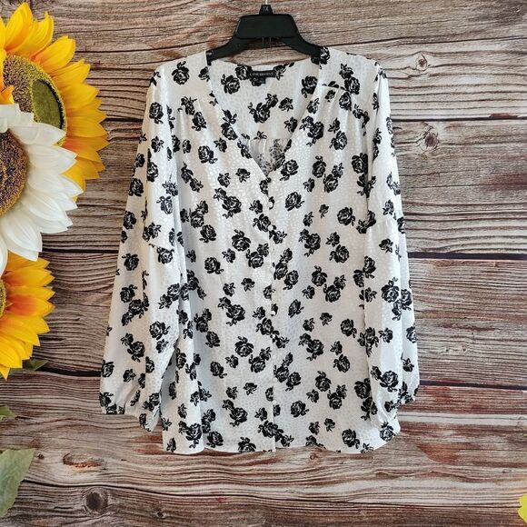 Lane Bryant Women's Long Sleeve Blouse black/white - Picture 1 of 7